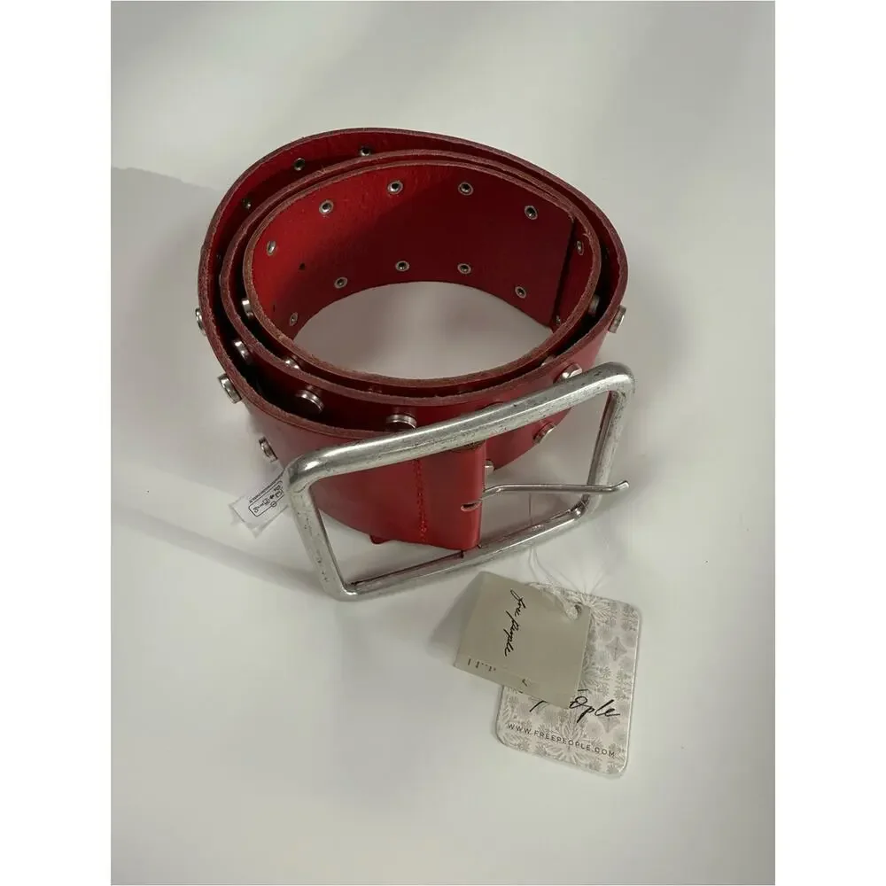 Free People Hex Belt Red
